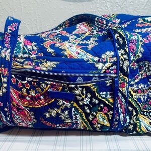 Vera Bradley Blue Quilted Travel Bag with Paisley Design